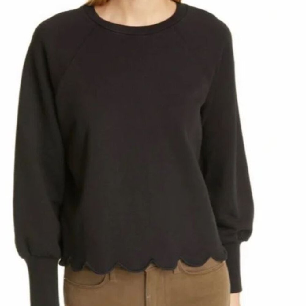 Frame - Black Women's scalloped trim pullover